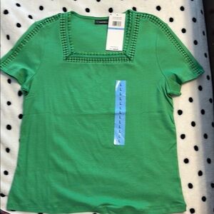 Green Square Neck Top